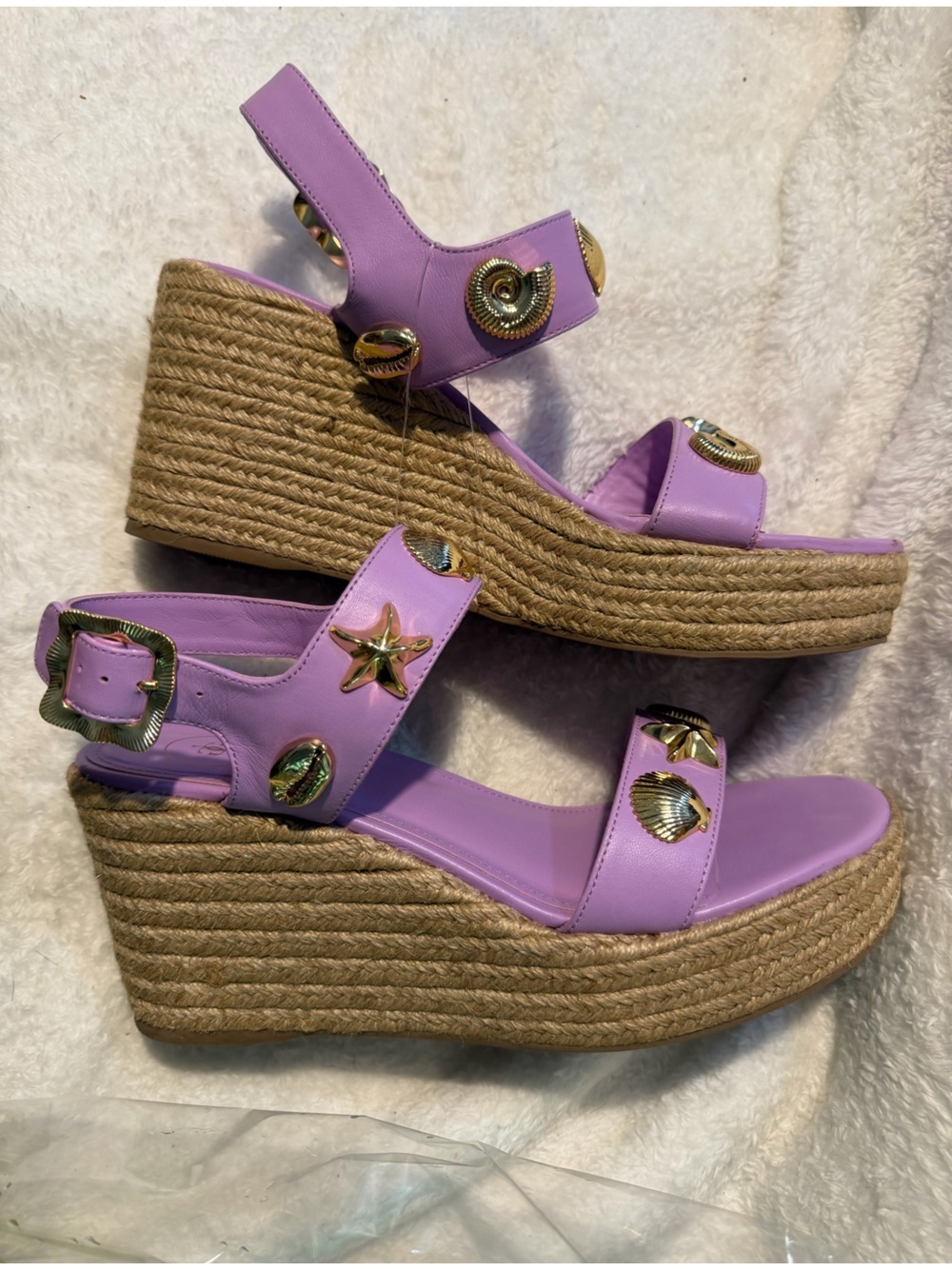 Larroude Madison Espadrille Wedge in Lilac Leather 9 - Picture 6 of 13